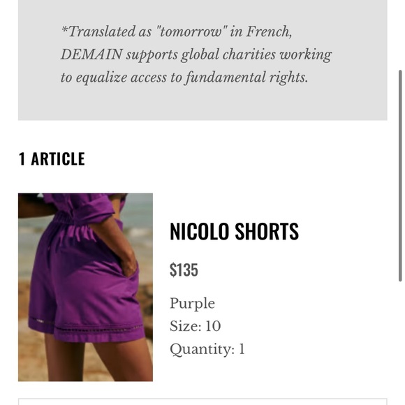 Sezane Nicolo Shorts Purple - Size 10 - Picture 5 of 5